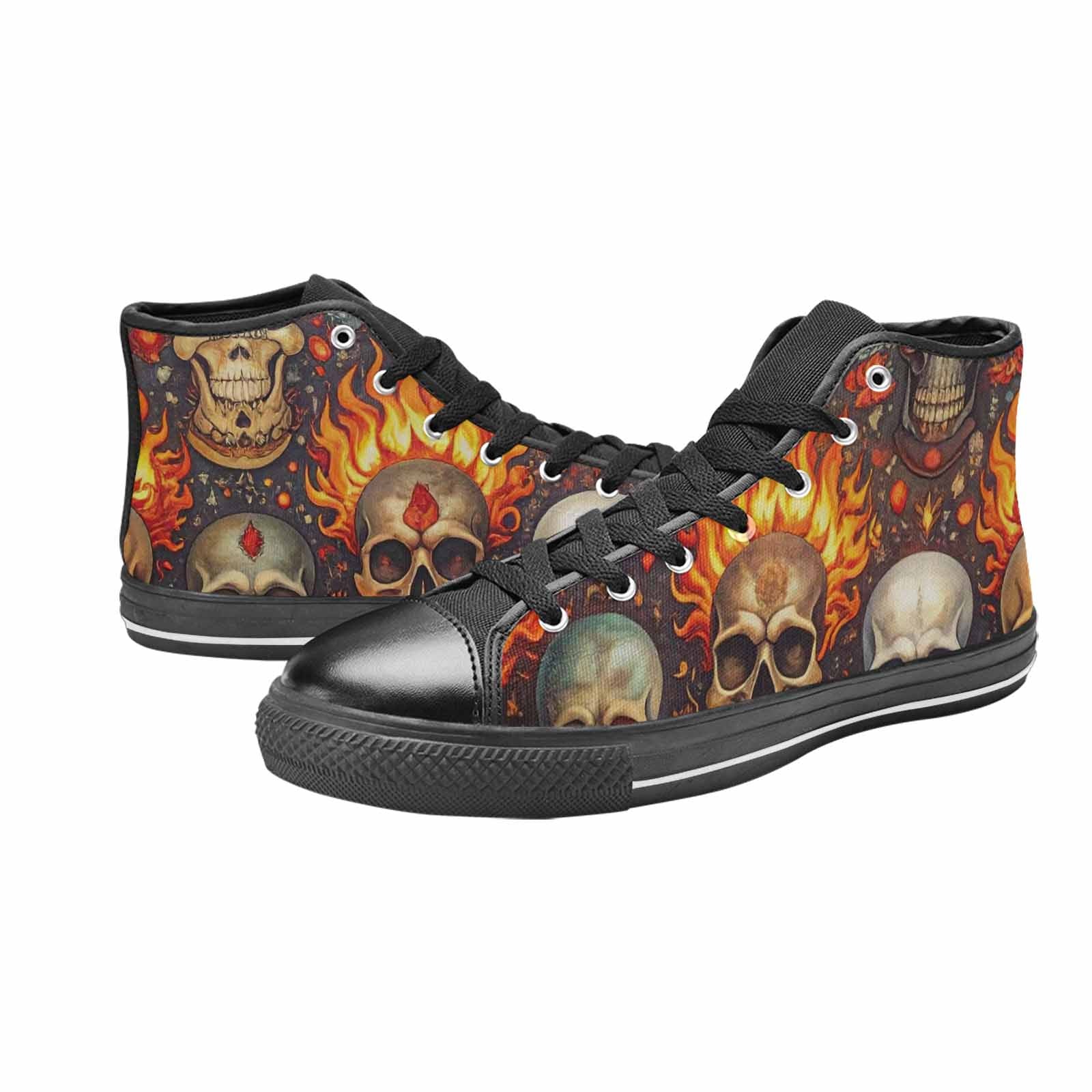 MEN'S Skulls - Flaming High Top Canvas Aesthetic Custom Sneakers