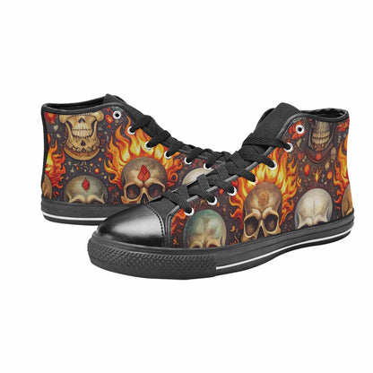 MEN'S Skulls - Flaming High Top Canvas Aesthetic Custom Sneakers