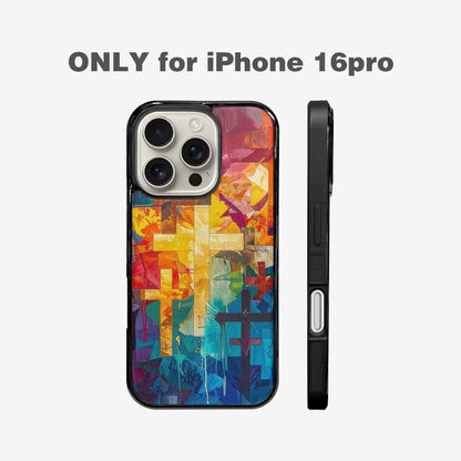 iPhone 16 Pro Case — Faith Cross And Faith Icons Pattern, Unique Phone Case Design