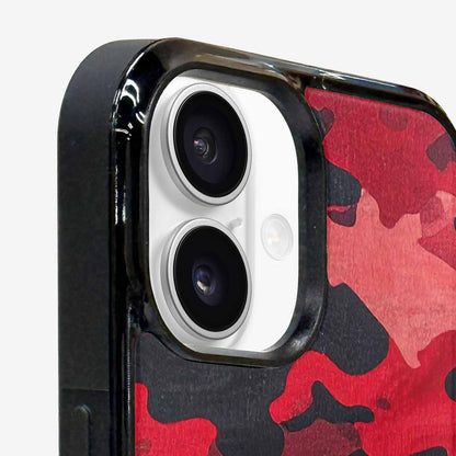 iPhone 16 Plus Case — Tactical Camo Red Black Custom, Custom Printed Phone Case