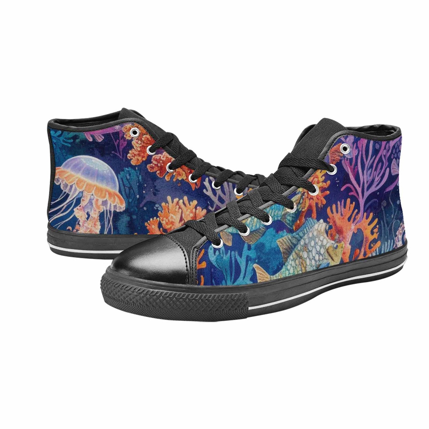 MEN'S Fish Scale Coral High Top Canvas Surreal Sneakers