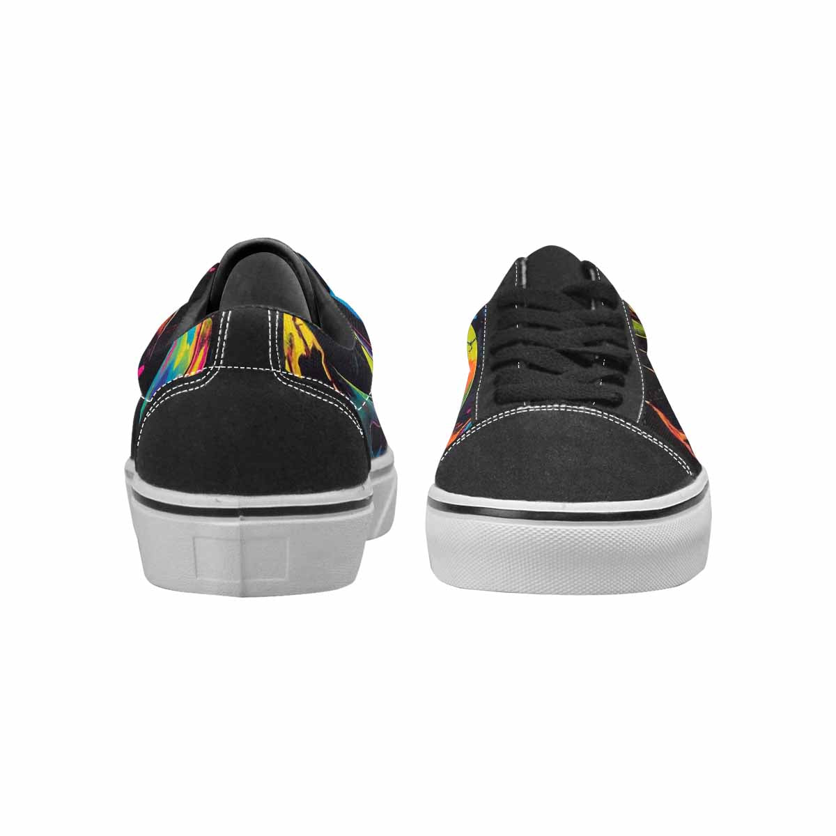 WOMEN'S 1000s Skulls Neon Camo Lace-Up Canvas Vibrant Chaos Custom Sneakers