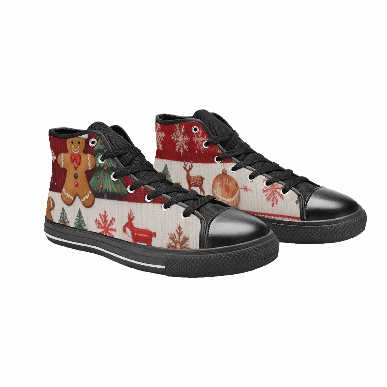 WOMEN'S Christmas Holly Snowflake High Top Canvas Surreal Shoes