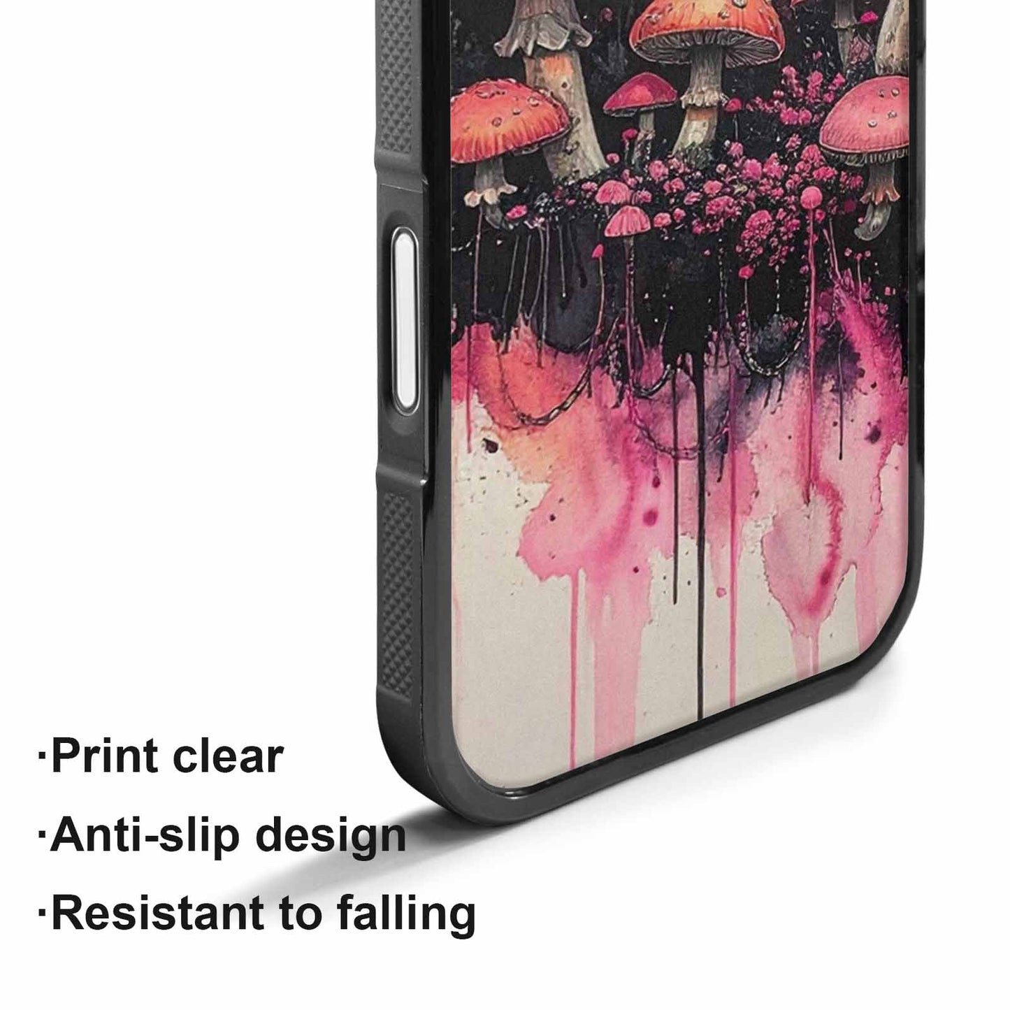 iPhone 17 Case — Rainbow Drip Mushrooms Black Original Art, Custom Art Phone Cover