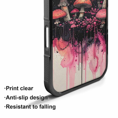 iPhone 17 Case — Rainbow Drip Mushrooms Black Original Art, Custom Art Phone Cover