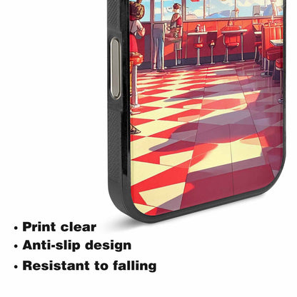 iPhone 16 Pro Case — 1950s Diner Cartoon Art Pattern, Custom Art Phone Cover