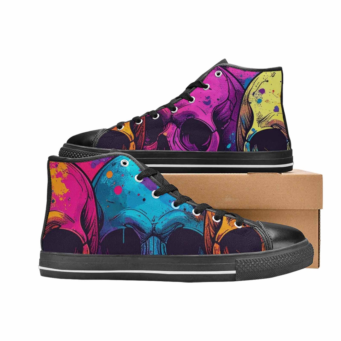 WOMEN'S Skulls Splatter Comic High Top Canvas Y2K Shoes