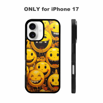iPhone 17 Case — Melting Moon Smiley Red Original Art, Custom Printed Phone Case