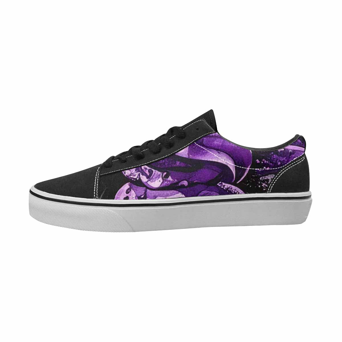 WOMEN'S Ice Cream Black & Purple Ink Canvas Personalized Neon Fantasy All Over Print Shoes