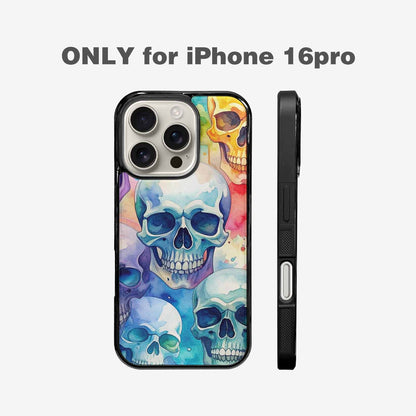 iPhone 16 Pro Case — Kulls Watercolor Skulls Small Skull Pattern, Custom Printed Phone Case