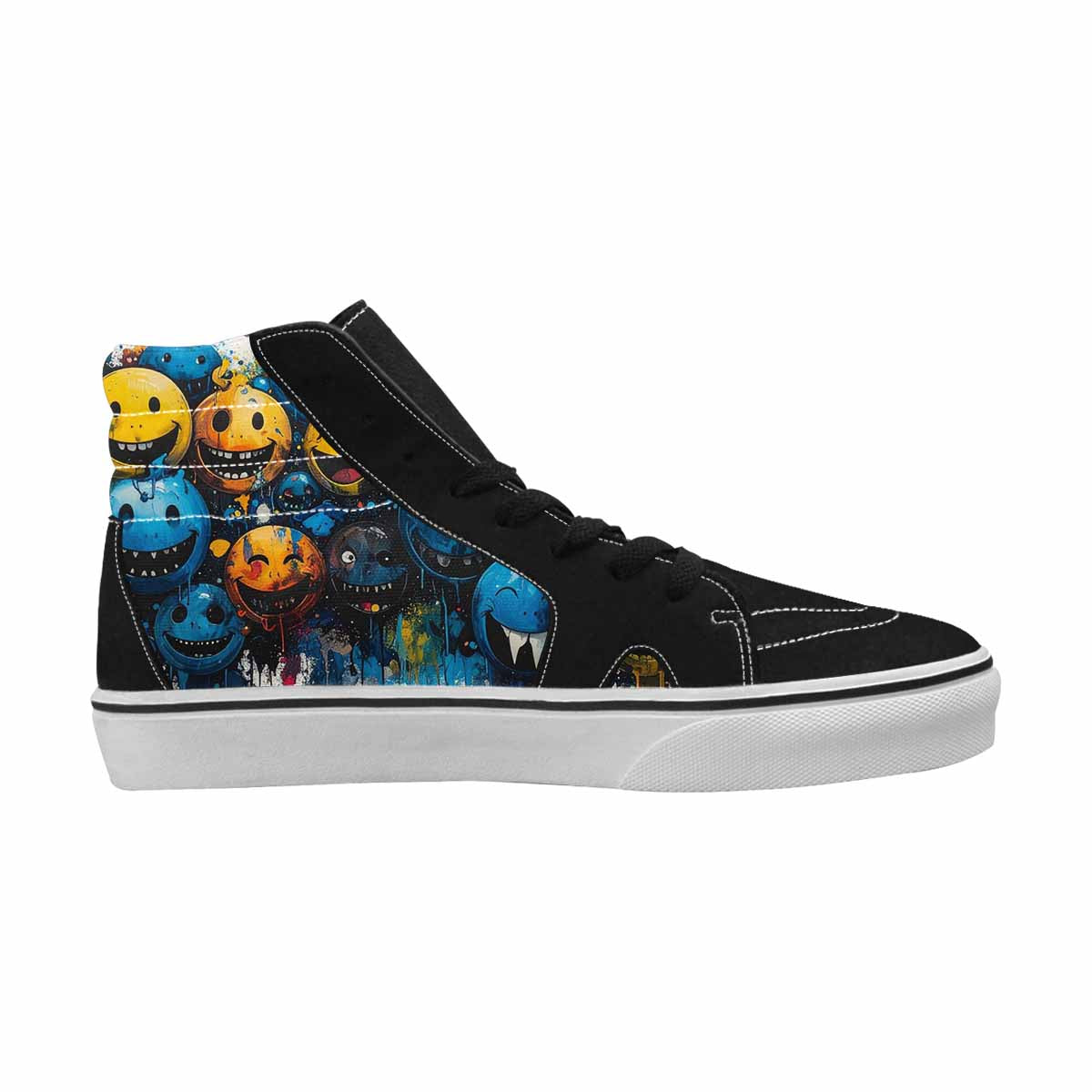 MEN'S Melting Moon Smiley High Top Canvas Grunge Shoes