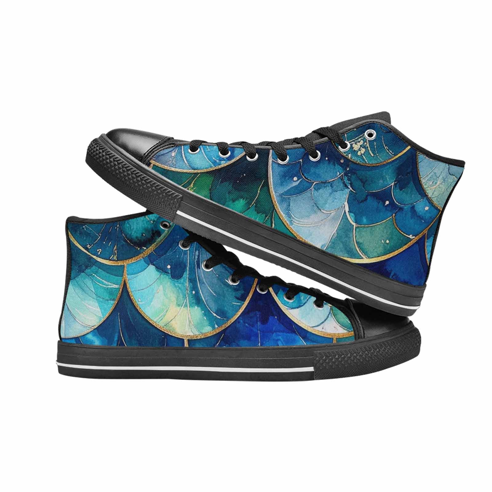 MEN'S Mermaid Scale High Top Canvas Cottagecore Custom Sneakers