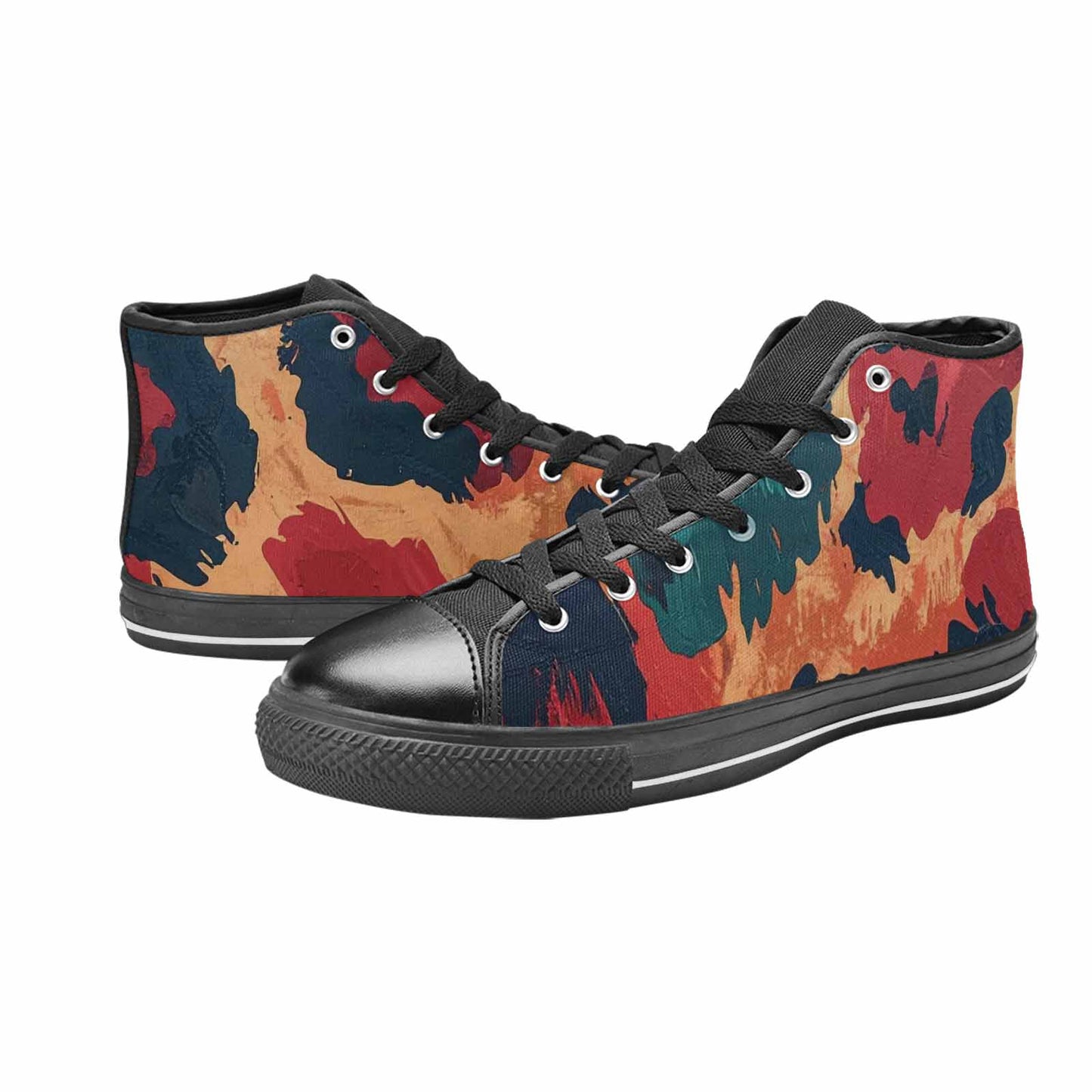 WOMEN'S Leopard Wallpaper Print High Top Canvas Aesthetic Custom Sneakers