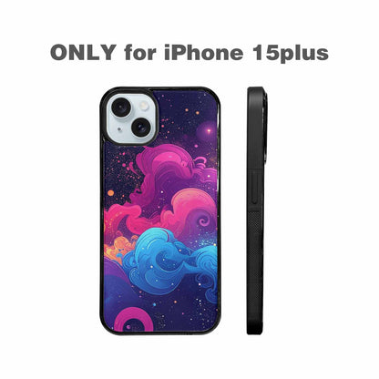 iPhone 15 Plus Case — Rose Galaxy Art Seamless Pattern Vibrant, Custom Designed Case Cover