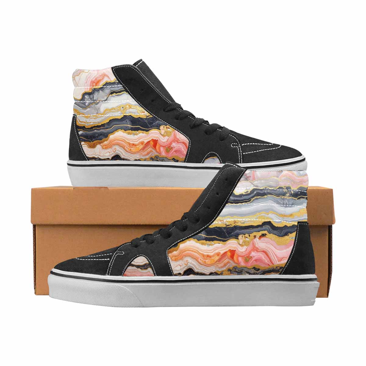 WOMEN'S Marble High Top Canvas Original Design Vivid Sneakers