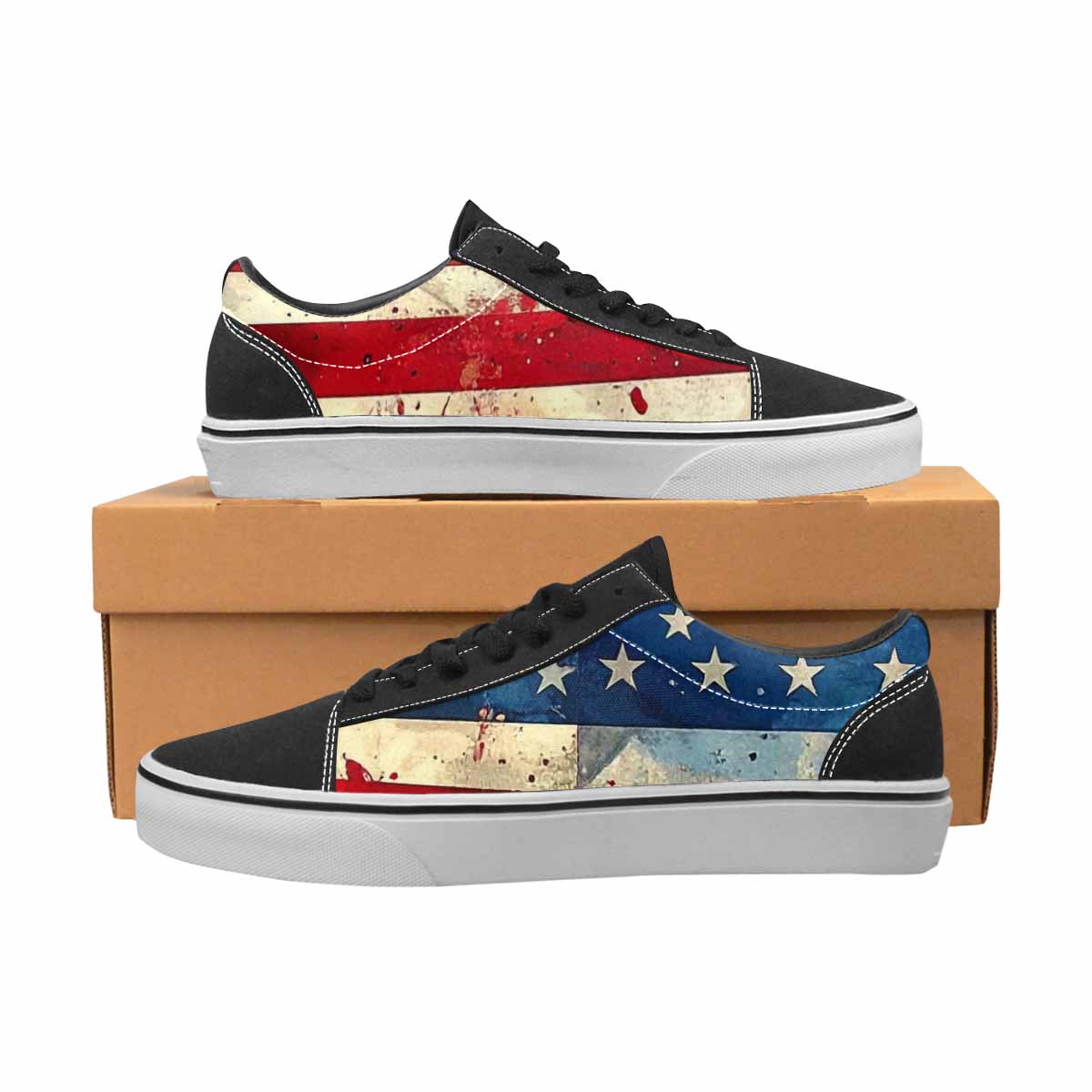 MEN'S American Flag Stars Canvas Lace-Up Wallpaper Art Custom Shoes