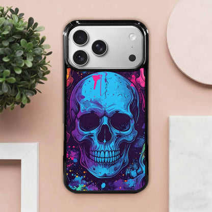 iPhone 17 Pro Max Case — Skulls Splatter Collages Art Gothic Skulls, Customized Protective Case