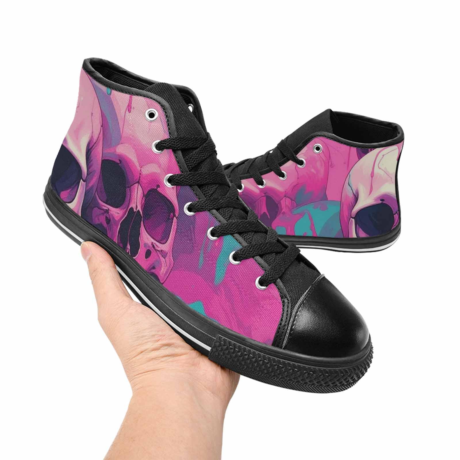 MEN'S Thousands Of Skulls High Top Canvas Wallpaper Art Shoes