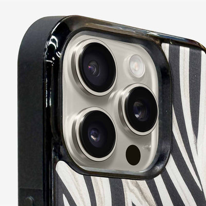 iPhone 16 Pro Case — Modern Zebra Stripe Print Crisp Black, Custom Art Phone Cover