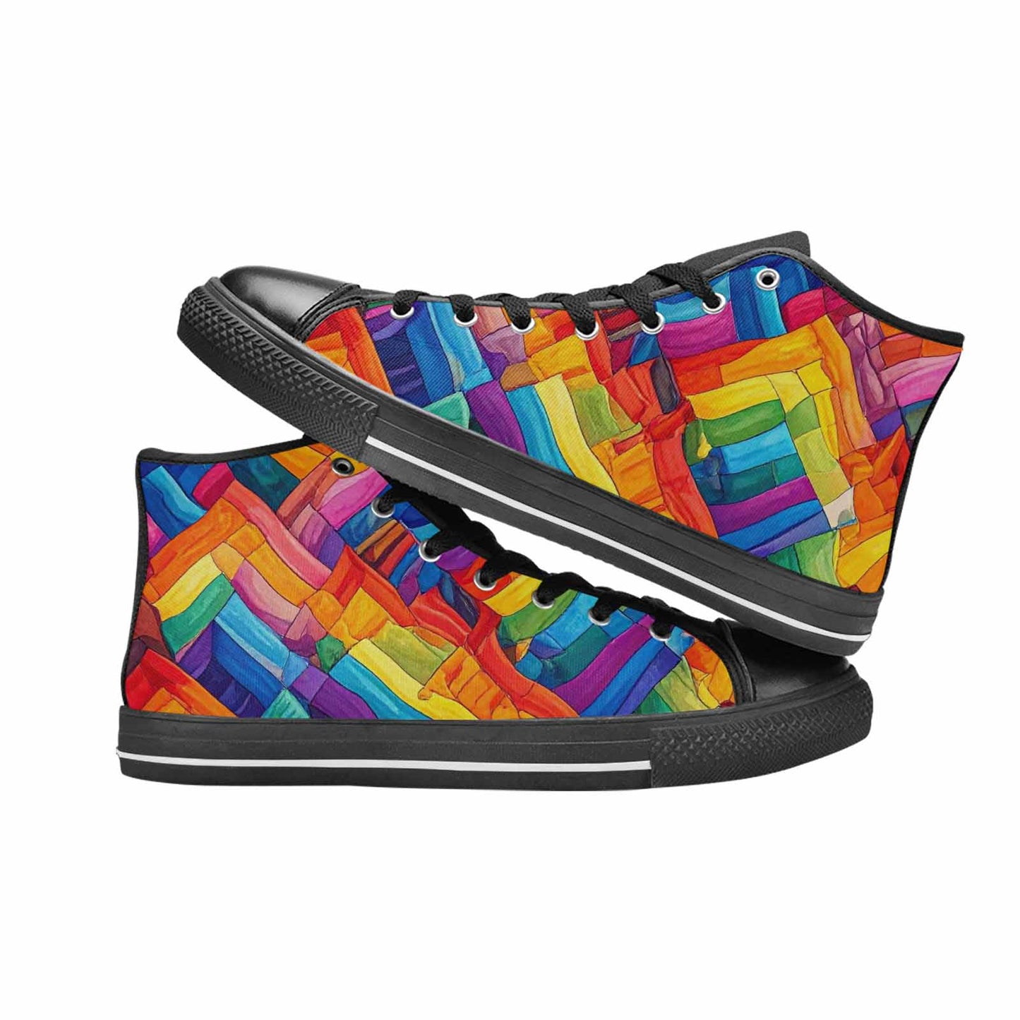 MEN'S Transgender Flag Color High Top Canvas Vivid Shoes