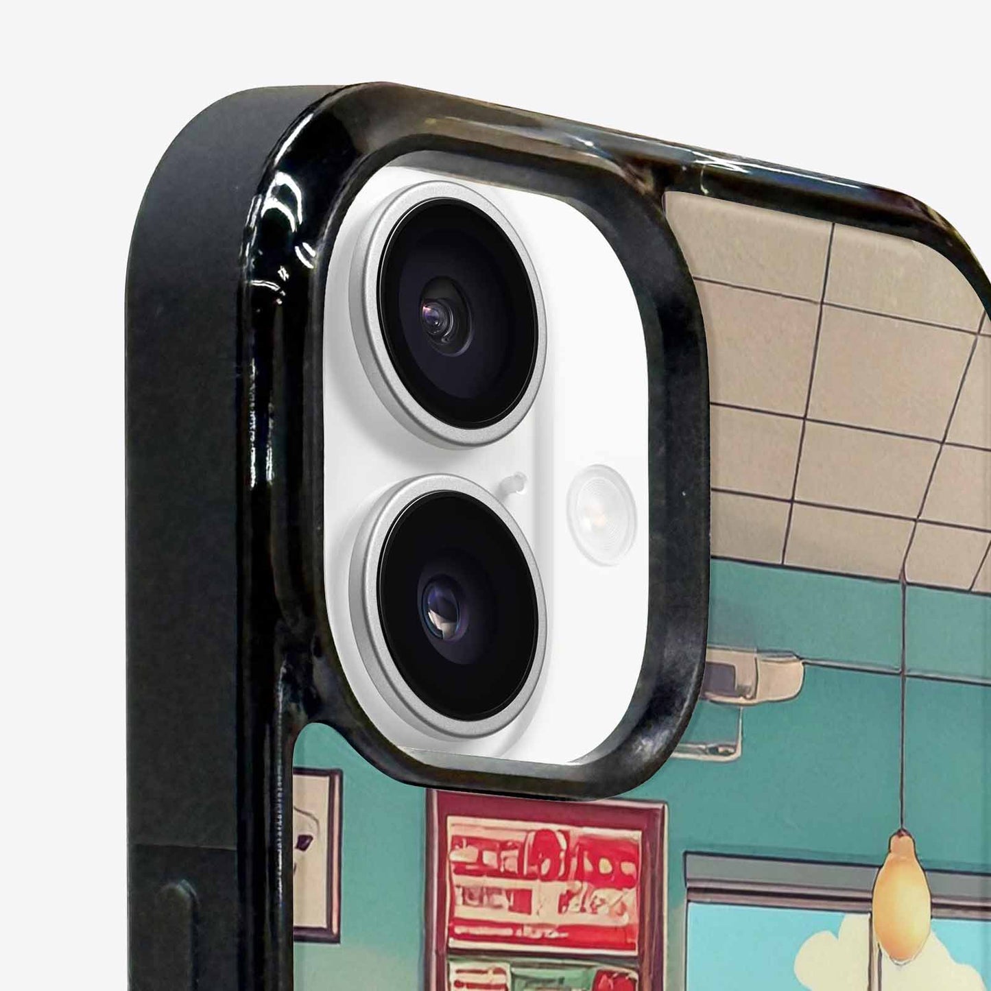 iPhone 16 Plus Case — 1950s Diner Cartoon Art Pattern, Custom Print Case Cover
