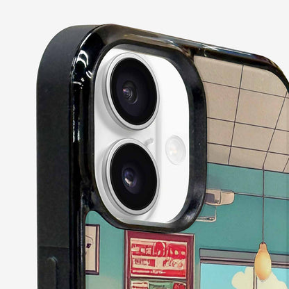 iPhone 16 Plus Case — 1950s Diner Cartoon Art Pattern, Custom Print Case Cover