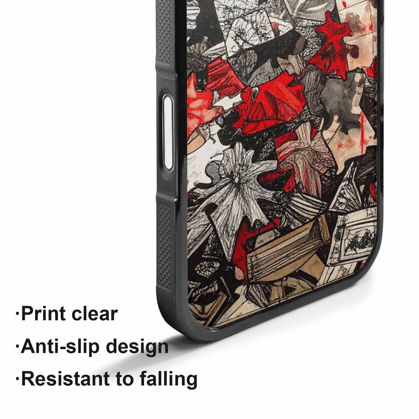 iPhone 17 Case — Black &amp; Red Ink Camo, Custom Printed Phone Case