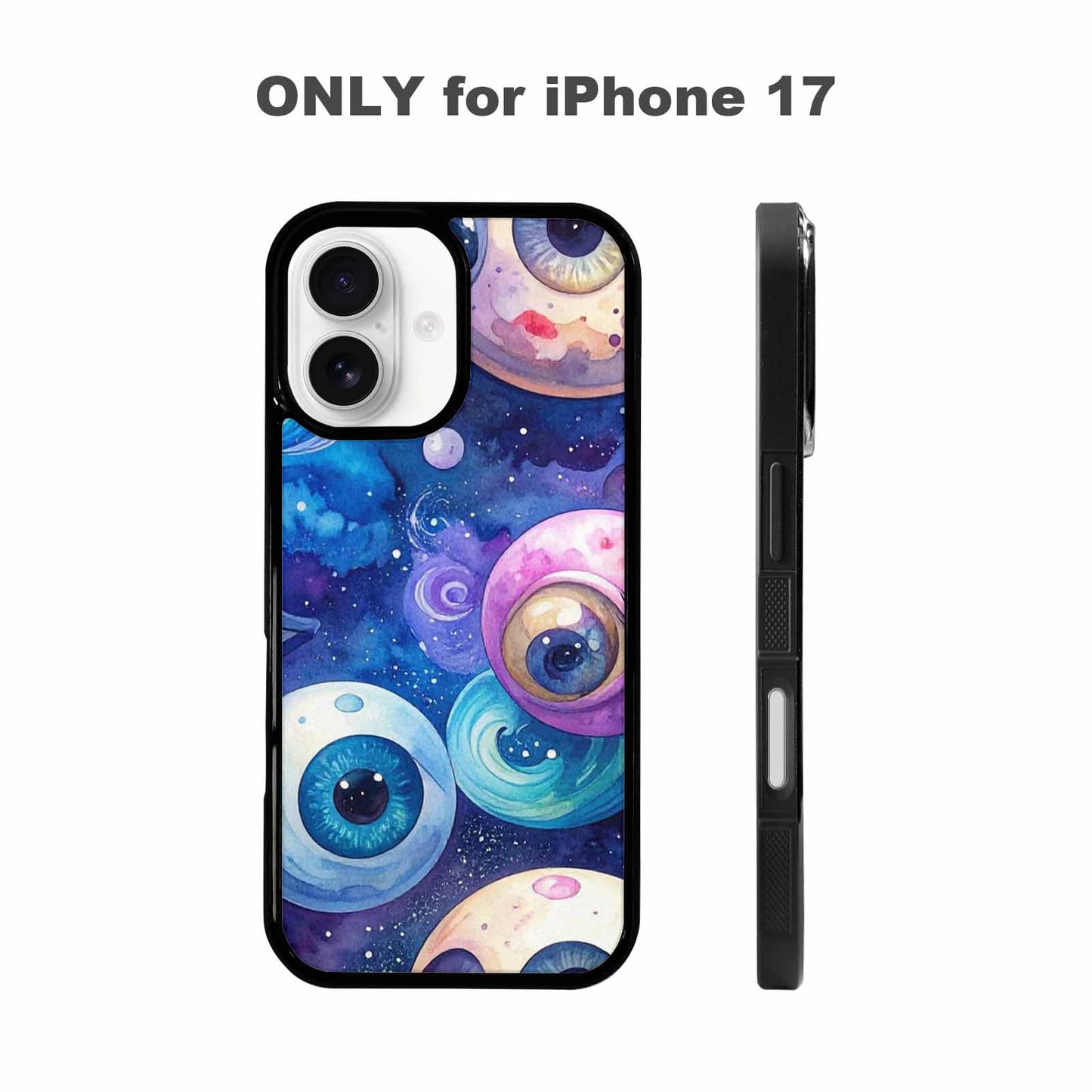 iPhone 17 Case — Cartoon Eyeballs Galaxy Space, Custom Art Phone Cover