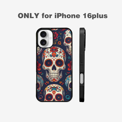 iPhone 16 Plus Case — Day Dead Sugar Skull Art 100s, Unique Phone Case Design