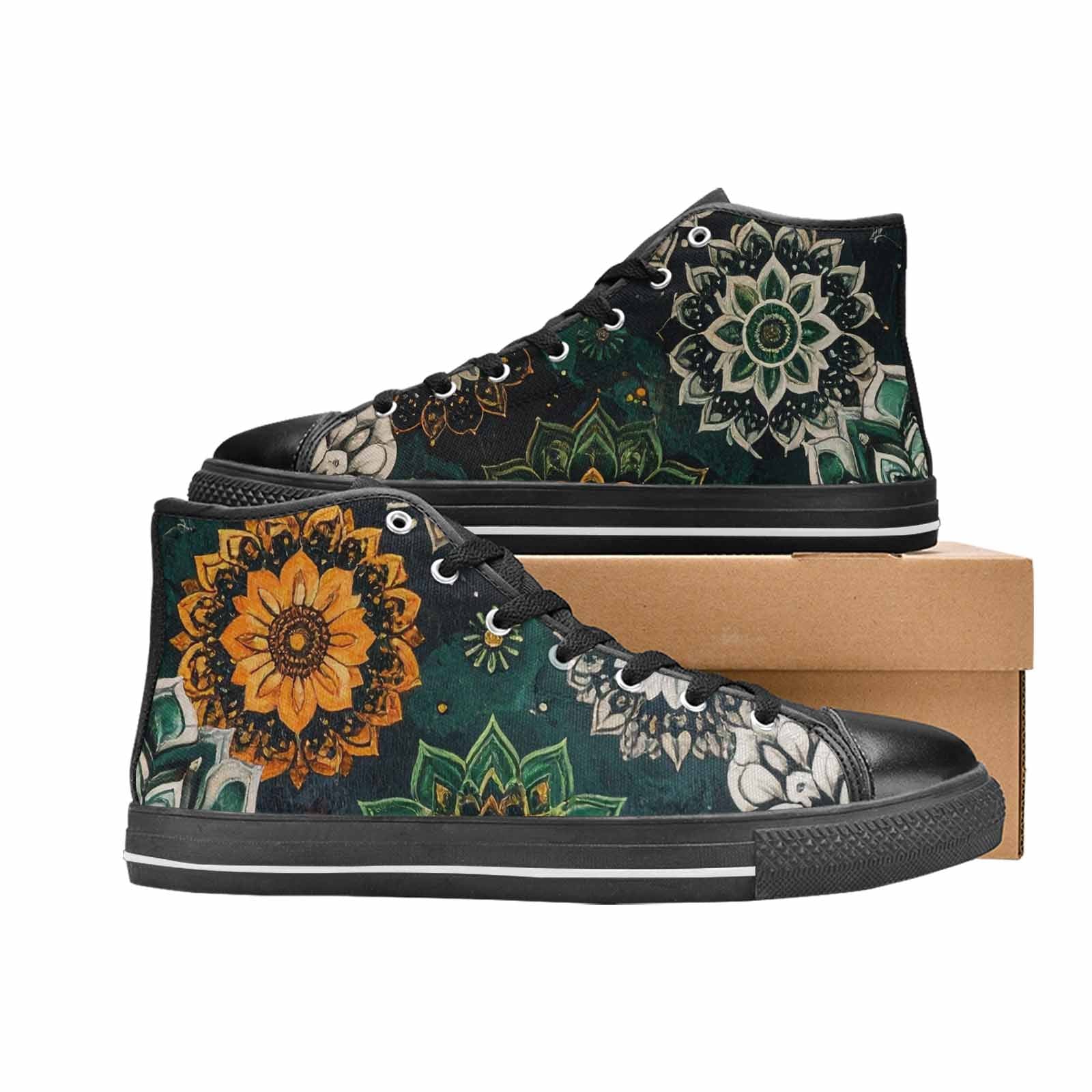 WOMEN'S Mandala High Top Canvas Grunge Custom Sneakers