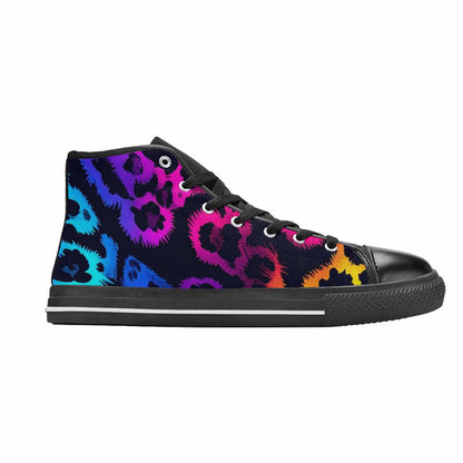 WOMEN'S Leopard Print Neon High Top Canvas Neon Fantasy Custom Sneakers