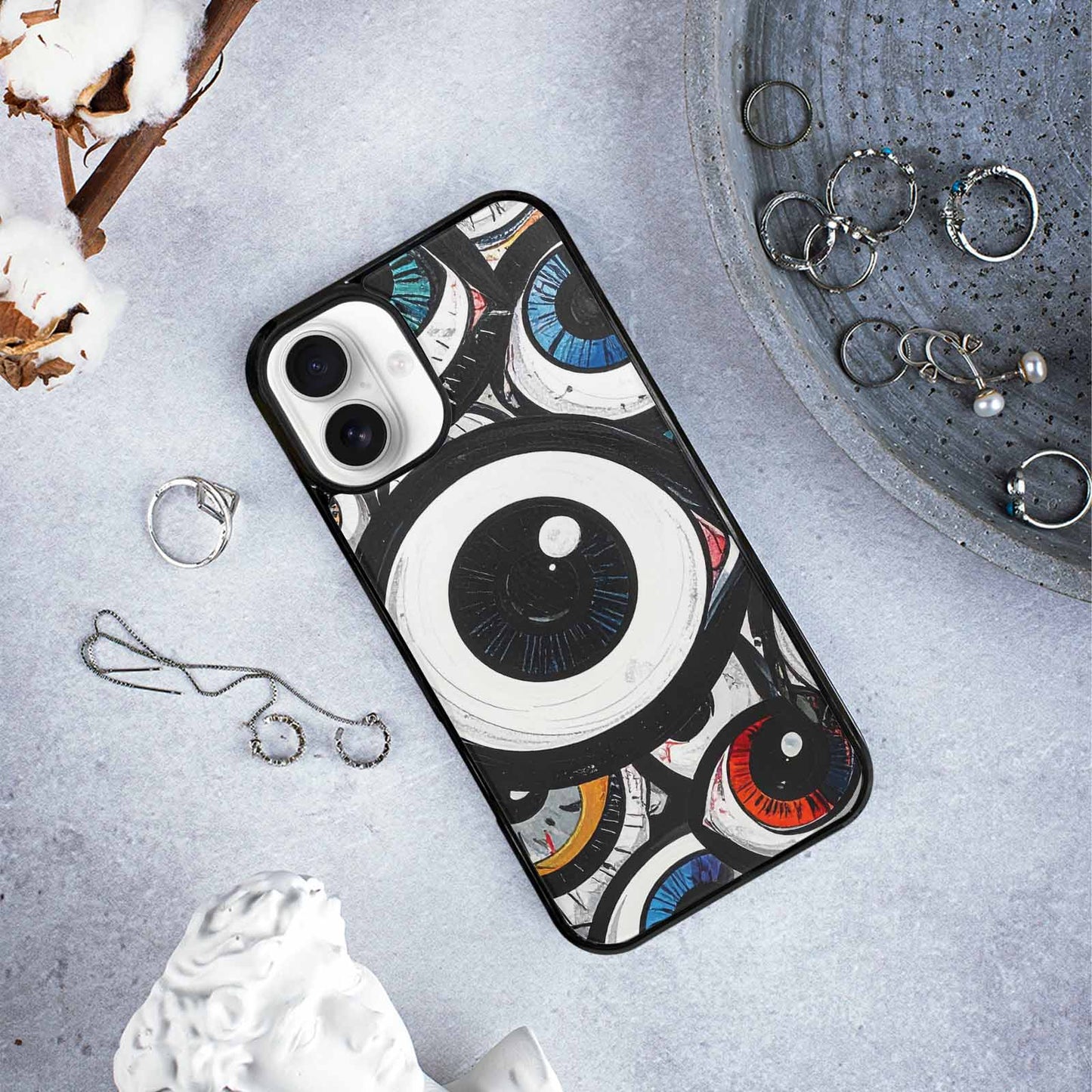 iPhone 16 Plus Case — Googly Cartoon Eyeballs, Custom Phone Case