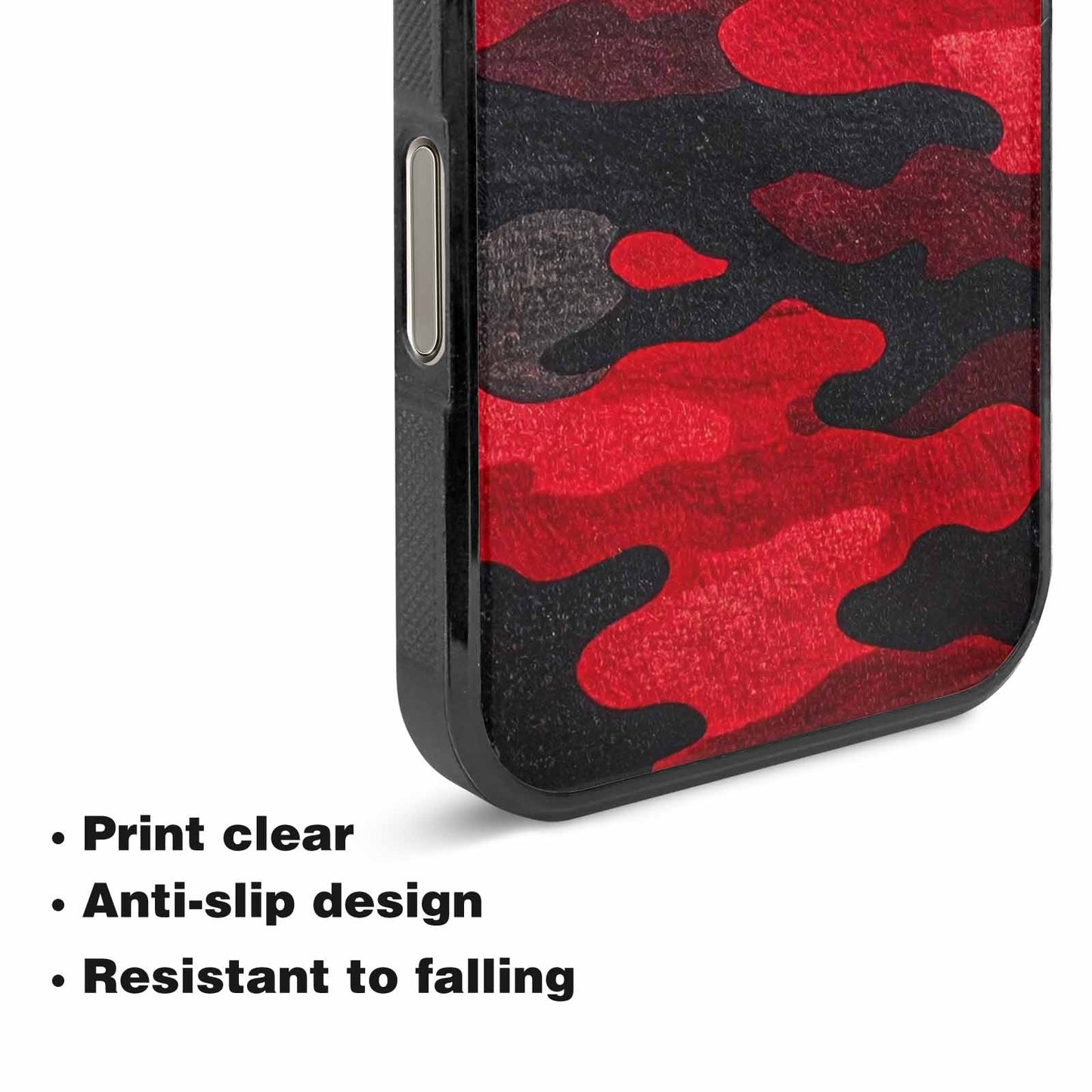 iPhone 16 Pro Max Case — Tactical Camo Red Black Custom, Personalized Phone Case