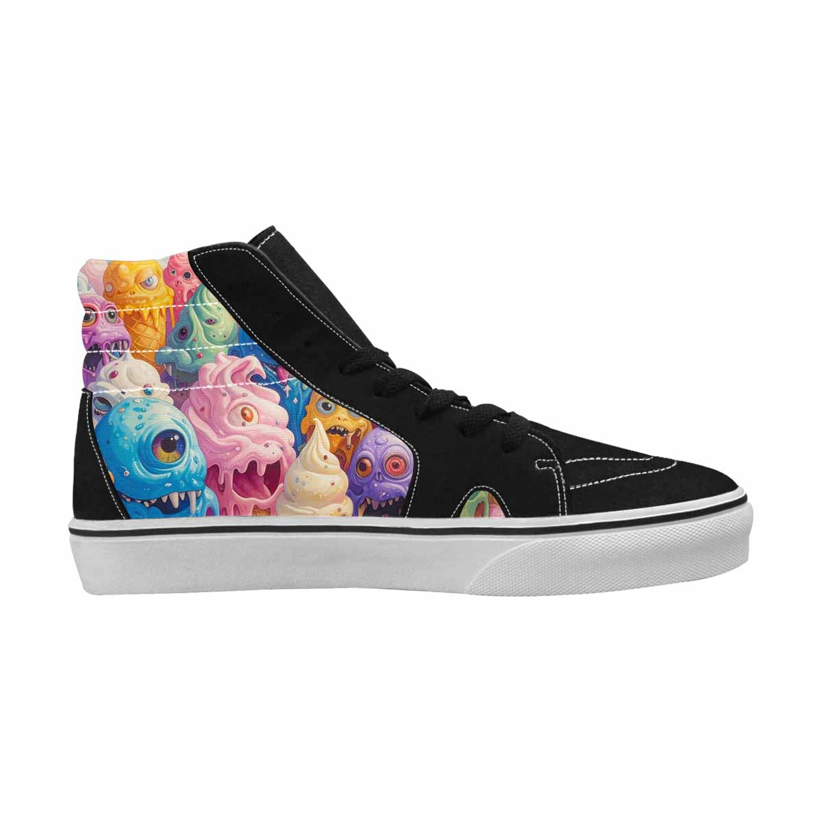 MEN'S Melting Ice Cream Monster High Top Canvas Kaleidoscope Custom Sneakers