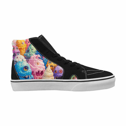 MEN'S Melting Ice Cream Monster High Top Canvas Kaleidoscope Custom Sneakers