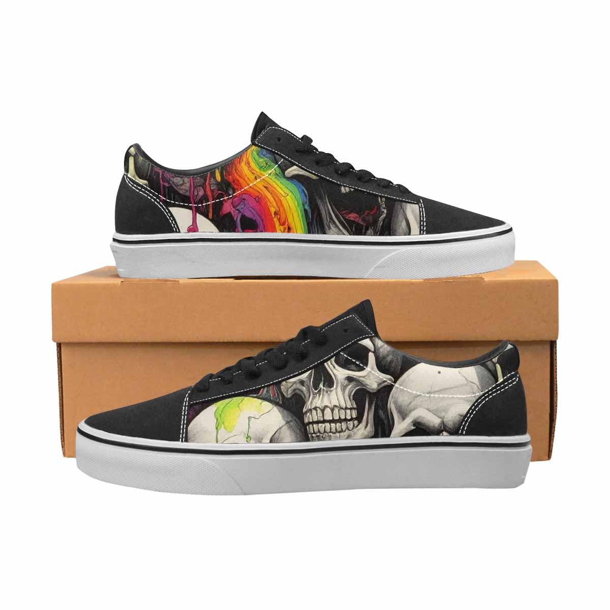 WOMEN'S Rainbow From Skull S Lace-Up Canvas Cottagecore Sneakers