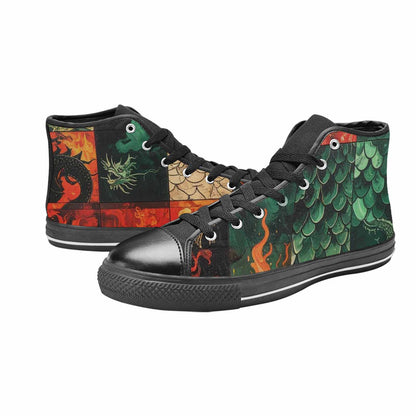 WOMEN'S Dragon Scale Fantasy High Top Canvas Cottagecore Custom Sneakers
