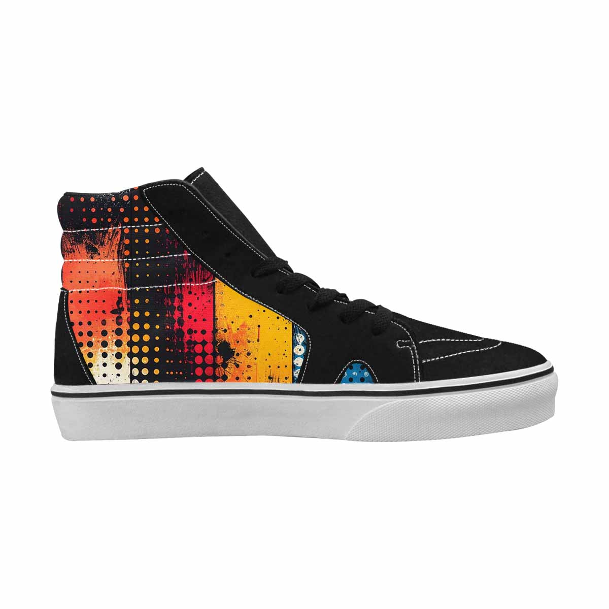WOMEN'S Comic Book Halftone High Top Canvas Dark Academia Custom Sneakers