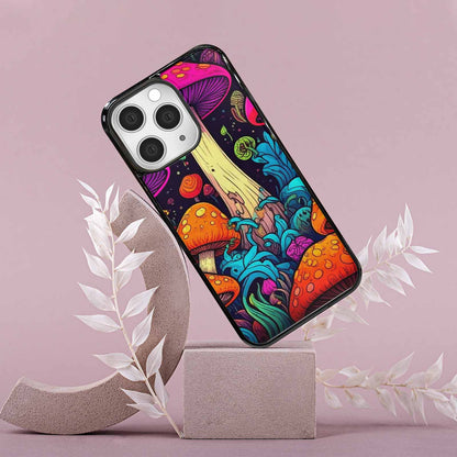 iPhone 15 Pro Max Case — Psychedelic Mushroom Cartoon Pattern, Custom Made Phone Cover
