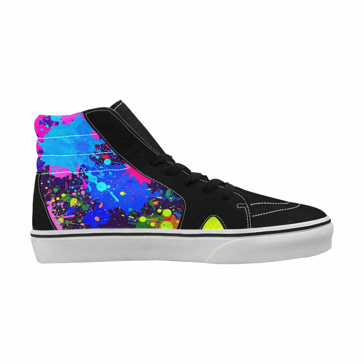 MEN'S Neon Paint Splatter High Top Canvas Aesthetic Custom Sneakers