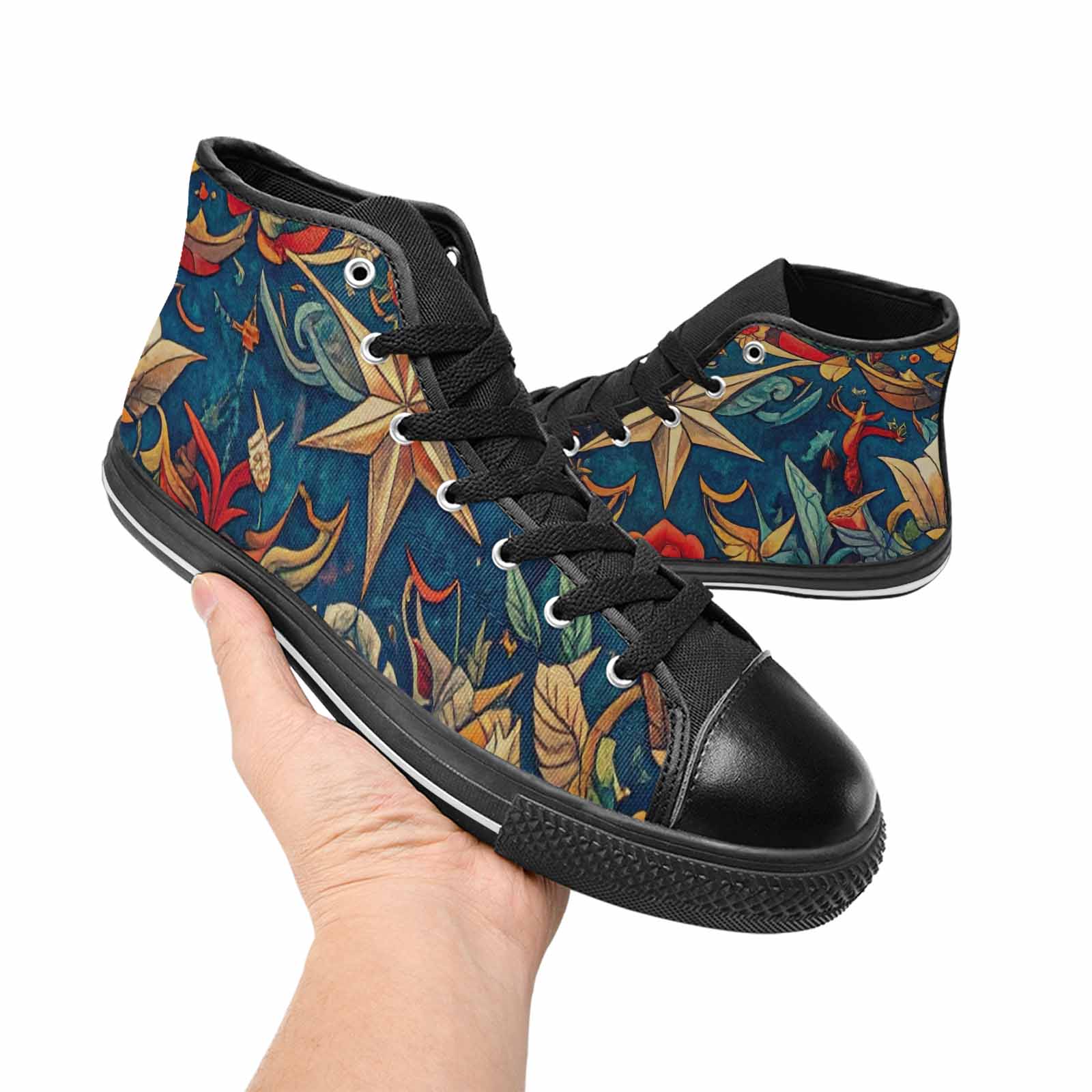 WOMEN'S Old School Tattoo High Top Canvas Dark Academia Sneakers