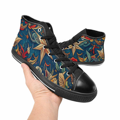 WOMEN'S Old School Tattoo High Top Canvas Dark Academia Sneakers