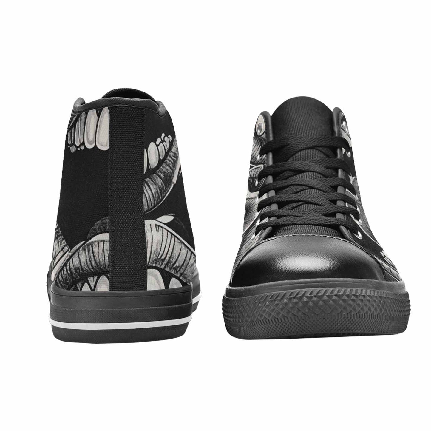 MEN'S Googly Cartoon Mouths High Top Canvas Vibrant Chaos Custom Sneakers