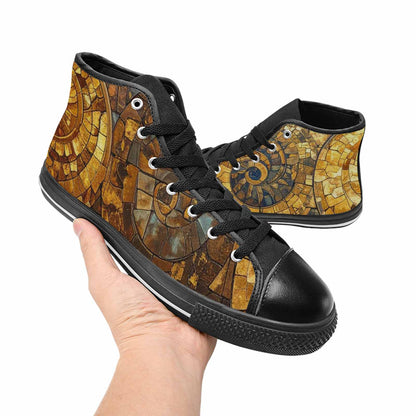 MEN'S Klimt-Style Gold Leaf High Top Canvas Grunge Custom Shoes