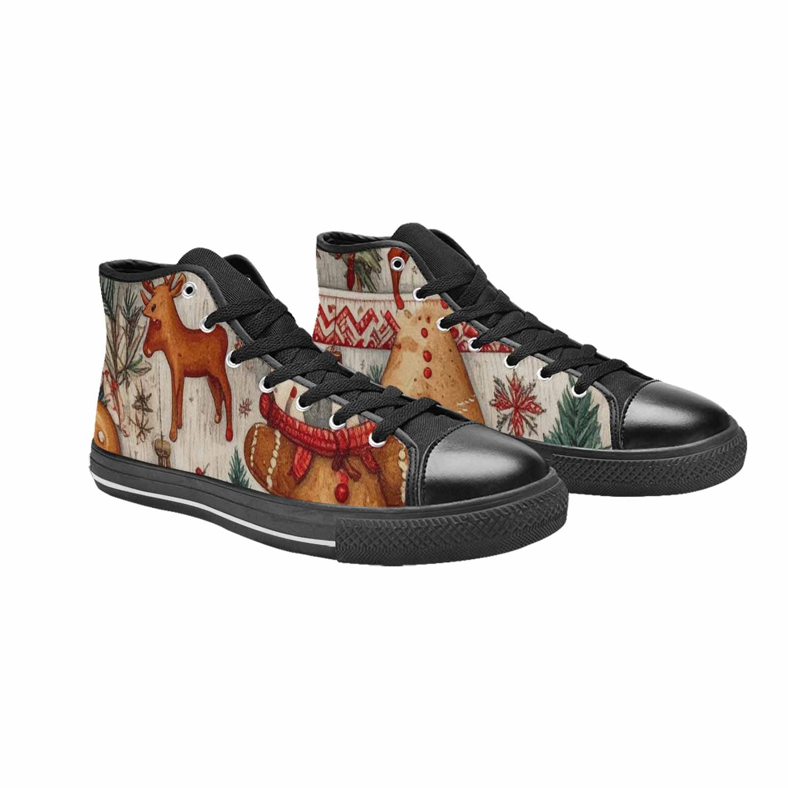 MEN'S Christmas Holly Snowflake High Top Canvas Wallpaper Art Shoes