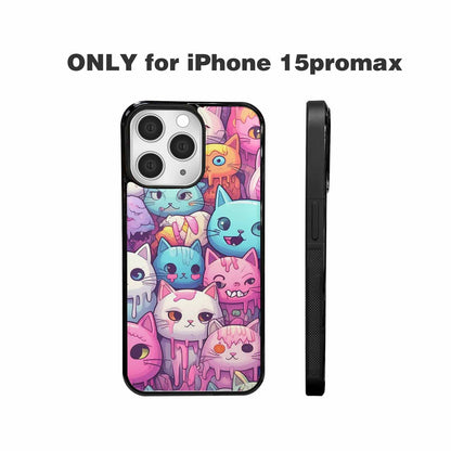 iPhone 15 Pro Max Case — Pastel Gore Cat Character Pattern Hundreds, Personalized Phone Case