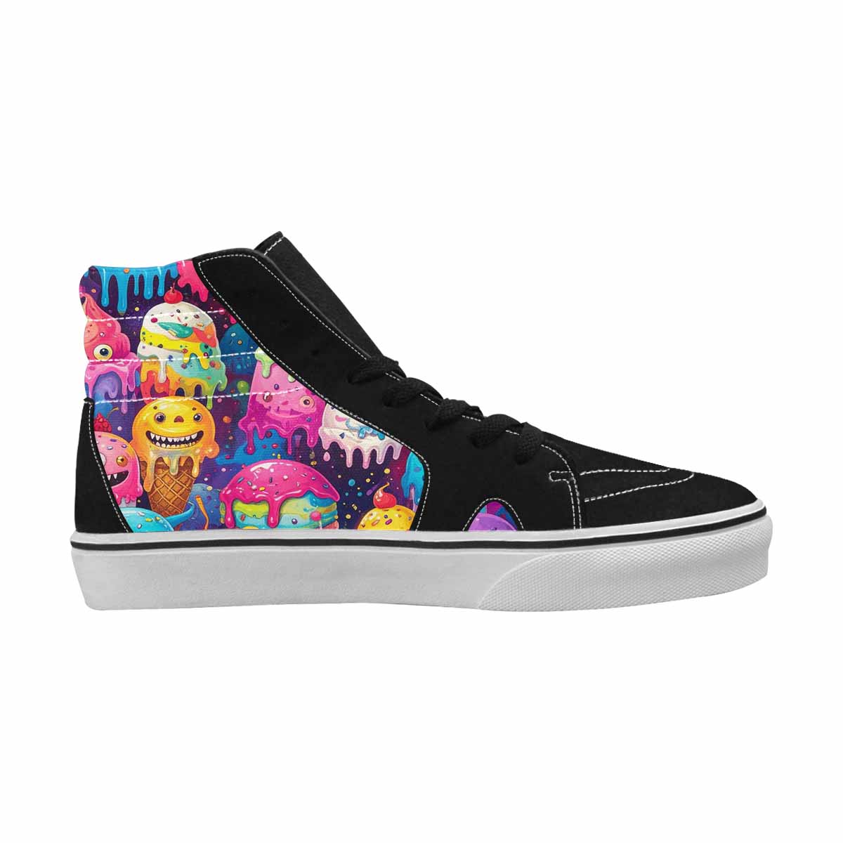 MEN'S Melting Ice Cream Monster High Top Canvas Vibrant Chaos Sneakers