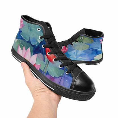 MEN'S Monet-Style Impressionist Water High Top Canvas Vibrant Chaos Custom Shoes