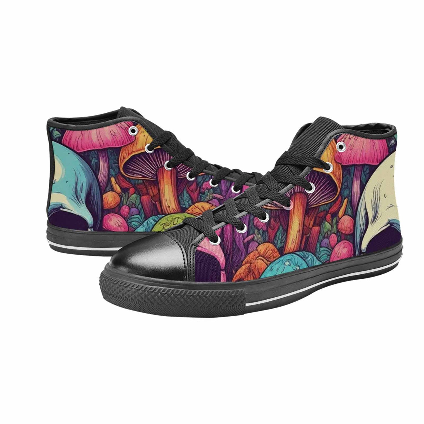 MEN'S Mushroom Skull High Top Canvas Wallpaper Art Custom Shoes