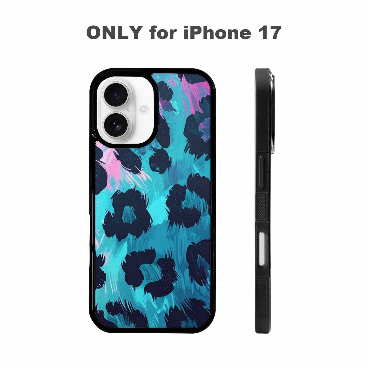 iPhone 17 Case — Leopard Neon Pink Teal Airbrush Animal, Customized Protective Case